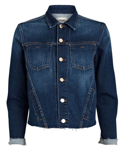 Shop L Agence Janelle Cropped Denim Jacket In Trinity