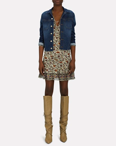 Shop L Agence Janelle Cropped Denim Jacket In Trinity