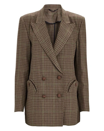 Shop Blazé Milano Checked Everynight Double-breasted Blazer In Olive/army