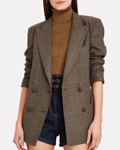 Shop Blazé Milano Checked Everynight Double-breasted Blazer In Olive/army