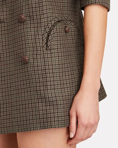 Shop Blazé Milano Checked Everynight Double-breasted Blazer In Olive/army