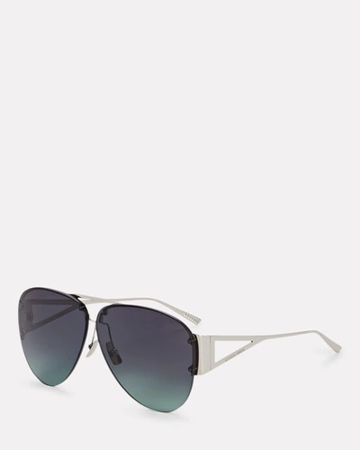 Shop Bottega Veneta Rimless Pilot Aviator Sunglasses In Grey