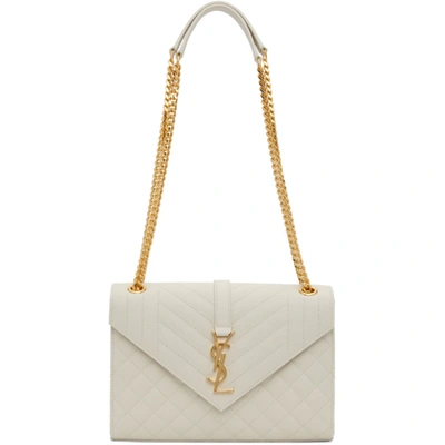 Shop Saint Laurent Off-white Medium Envelope Bag In 9207 White