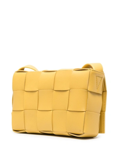 Shop Bottega Veneta Cassette Leather Shoulder Bag In Beige