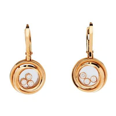 Pre-owned Chopard Happy Emotions Diamond 18k Rose Gold Drop Earrings