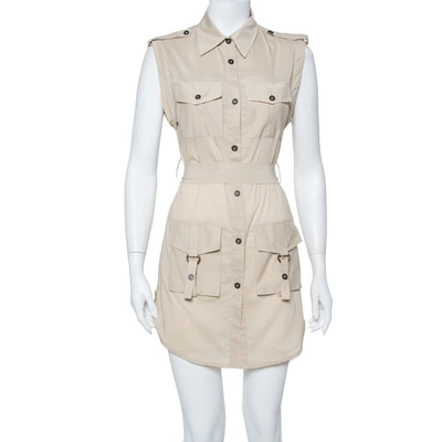 Pre-owned Alice And Olivia Beige Cotton Harper Safari Dress S