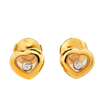Pre-owned Chopard Happy Diamonds Icons 18k Yellow Gold Stud Earrings