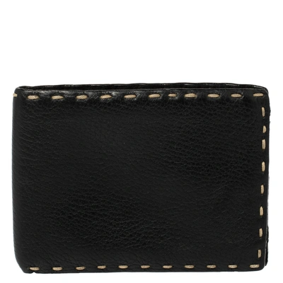 Pre-owned Fendi Black Selleria Leather Bifold Wallet