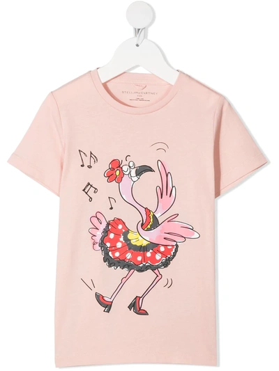 Shop Stella Mccartney Dancing Flamingo Printed T-shirt In Pink