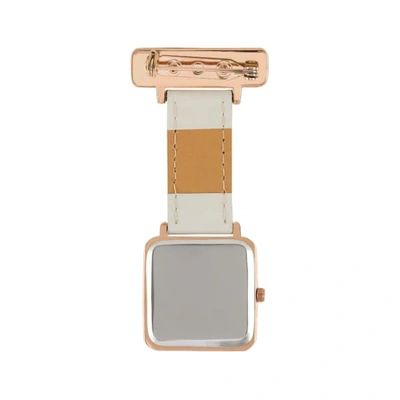Bermuda Watch Company Annie Apple Square Rose Gold Grey Leather Nurse Fob Watch In Fob