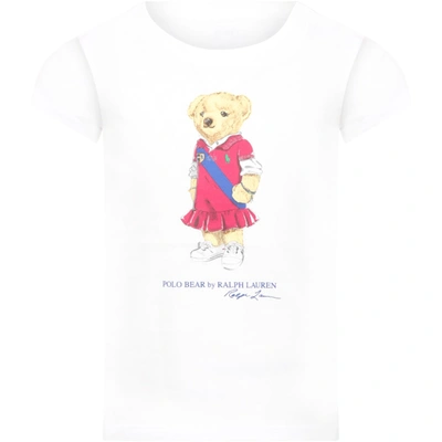 Shop Ralph Lauren White T-shirt For Girl With Bear
