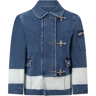Shop Fay Blue Jacket For Kids In Denim