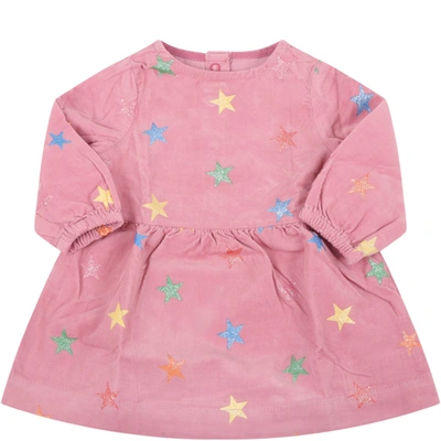 Shop Stella Mccartney Pink Dress For Babygirl With Stars