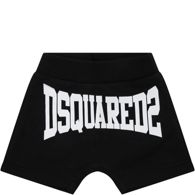 Shop Dsquared2 Black Short For Babyboy With Logo