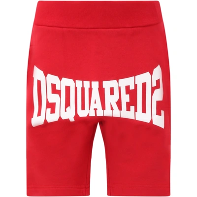 Shop Dsquared2 Red Short For Boy With Logo