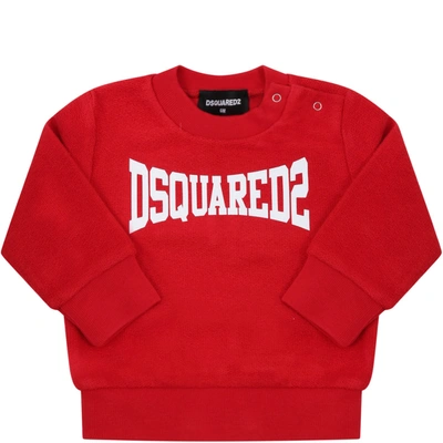 Shop Dsquared2 Red Sweatshirt For Babyboy With Logo