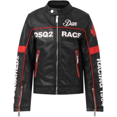 Shop Dsquared2 Black Jacket For Boy With Logos