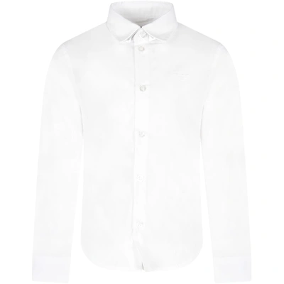 Shop Armani Collezioni White Shirt For Boy With Iconic Eagle