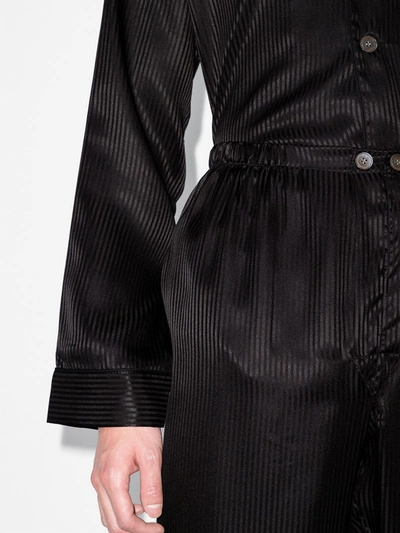Shop Derek Rose Woburn 8 Tonal-stripe Pyjama Set In Black