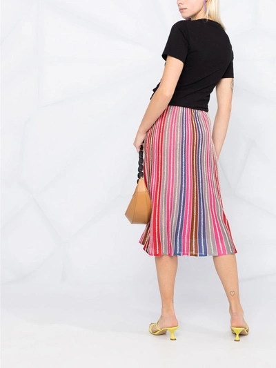 Shop M Missoni Striped Midi Skirt In Multicolor