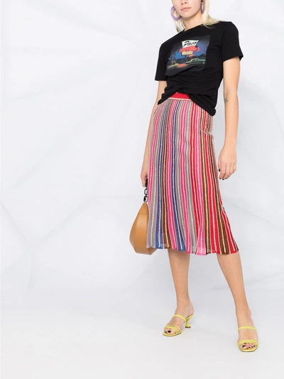 Shop M Missoni Striped Midi Skirt In Multicolor