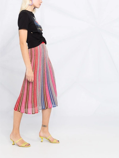 Shop M Missoni Striped Midi Skirt In Multicolor