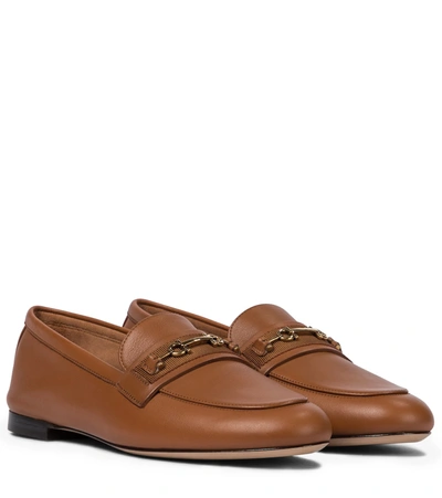 Shop Ferragamo Gancini Leather Loafers In Brown