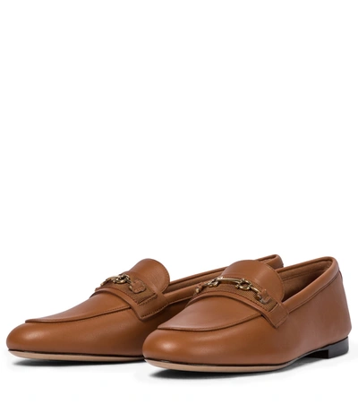 Shop Ferragamo Gancini Leather Loafers In Brown