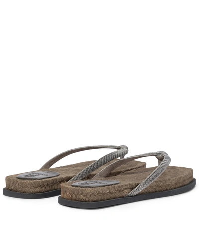 Shop Brunello Cucinelli Embellished Sandals In Brown