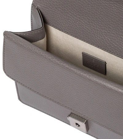 Shop Gucci Dionysus Mini Leather Shoulder Bag In Grey