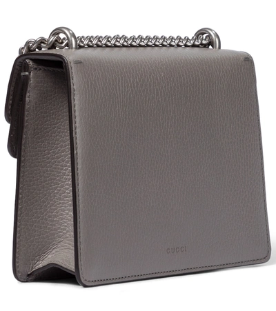 Shop Gucci Dionysus Mini Leather Shoulder Bag In Grey