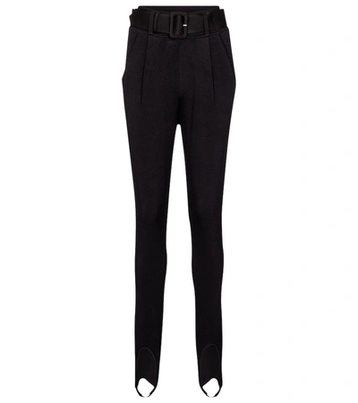 Shop Self-portrait Belted Stirrup Slim-fit Pants In Black