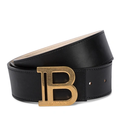 Shop Balmain B-belt Leather Belt In Black