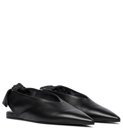 Shop Jil Sander Leather Slingback Ballet Flats In Black
