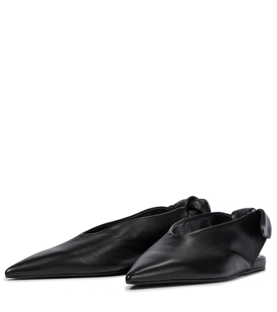 Shop Jil Sander Leather Slingback Ballet Flats In Black