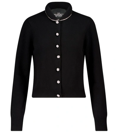 Shop Marc Jacobs The Jeweled Button Wool-blend Cardigan In Black