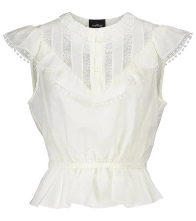 Shop Marc Jacobs The Victorian Cotton-blend Blouse In White