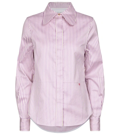 Shop Victoria Beckham Striped Cotton-blend Shirt In Purple
