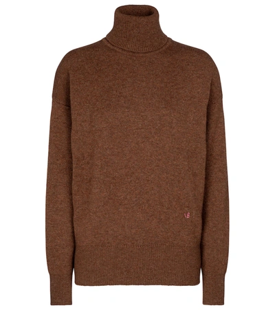 Shop Victoria Beckham Cashmere-blend Turtleneck Sweater In Brown