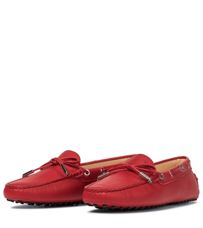 Shop Tod's Gommino Leather Moccasins In Red