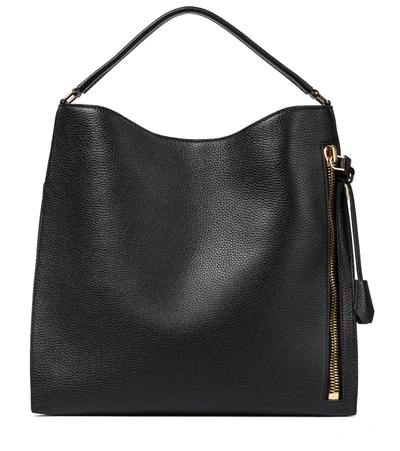 Shop Tom Ford Alix Large Leather Shoulder Bag In Black