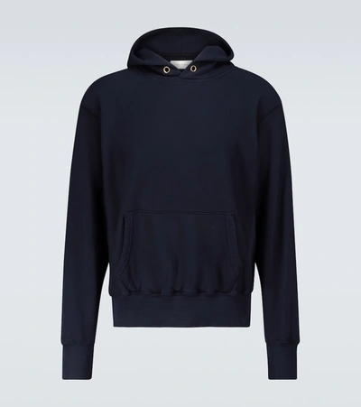 Shop Les Tien Cropped Hooded Sweatshirt In Blue