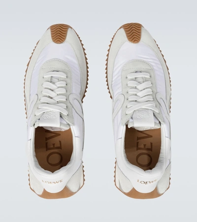 Loewe Suede & Tech Flow Runner Low Sneakers In White