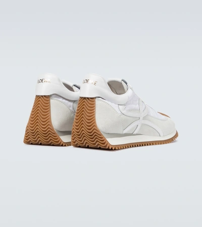 Loewe Suede & Tech Flow Runner Low Sneakers In White