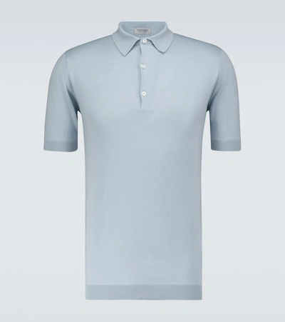 Shop John Smedley Adrian Sea Island Cotton Polo Shirt In Blue