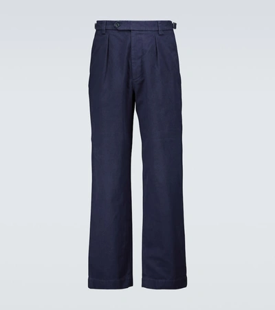 Shop Gucci Wide-leg Cotton Pants In Blue