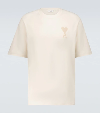 Shop Ami Alexandre Mattiussi Ami De Coeur Cotton T-shirt In Neutrals