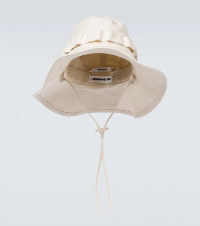 Shop Jil Sander Cotton Hiking Hat In Neutrals