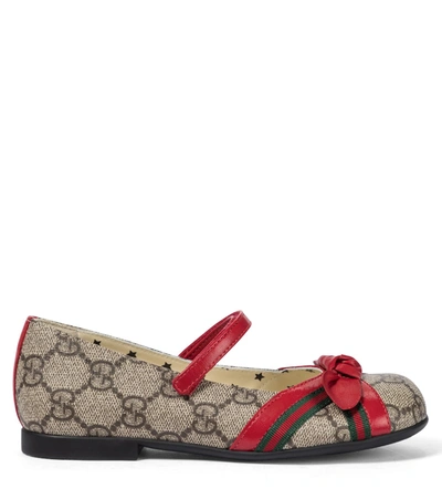 Shop Gucci Gg Supreme Ballet Flats In Beige