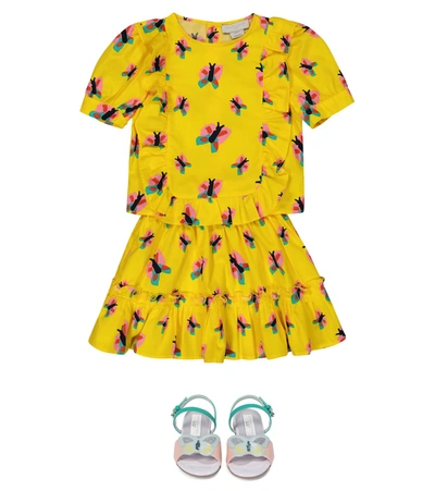 Shop Stella Mccartney Butterfly-print Organic Cotton Skirt In Yellow